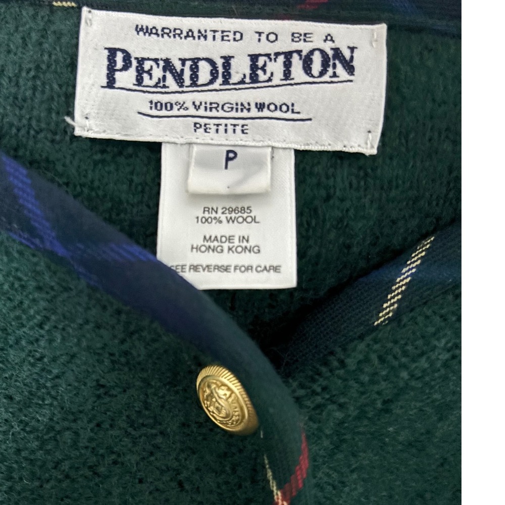 Pendleton Petite Green Virgin Wool Button Front Cardigan Sweater Women P - Picture 3 of 5